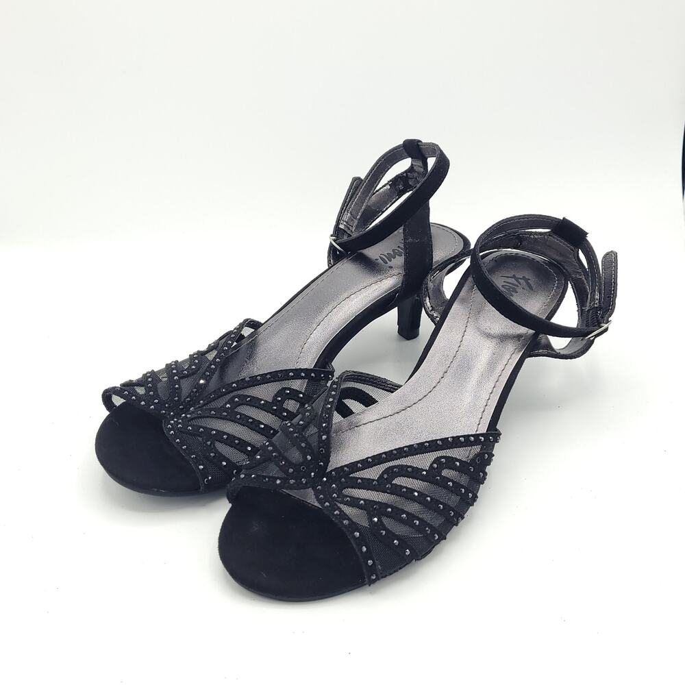 Fioni Black Open-Toe Ankle Strap Low-Heel Sandal womens size 8.5